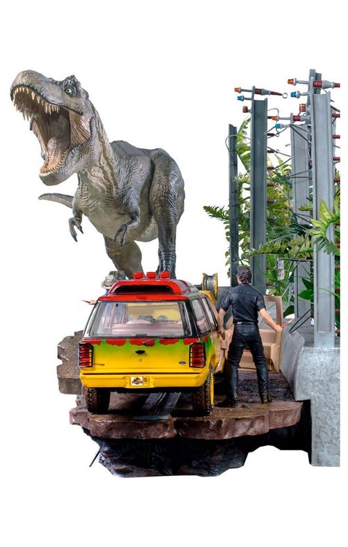 Diorama T-Rex Attack Full Set - Jurassic Park - Bds Art Scale 1/10 - Iron Studios